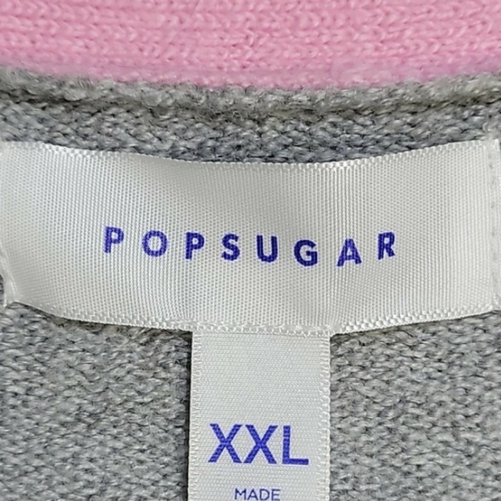 NEW Pop Sugar Heather Grey Colorblock Cardigan Sweater Super Soft XXL - Picture 3 of 6
